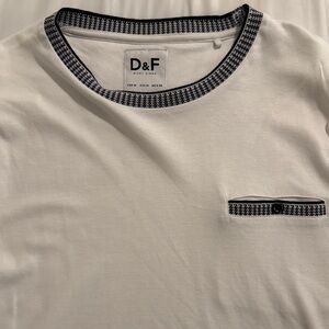 D&F White Tee with Black Trim for Men